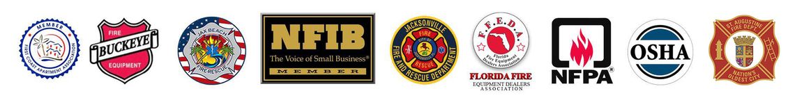 Logos of several business affiliates of fire extinguisher service Apartment Fire Extinguisher Service, Inc. in Jacksonville, FL