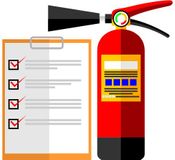 A fire extinguisher and a checklist representing services of Apartment Fire Extinguisher Service, Inc. in Jacksonville, FL