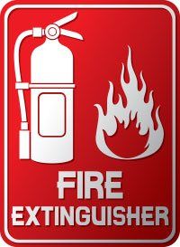 A fire extinguisher sign representing the fire protection products offered by Apartment Fire Extinguisher Service, Inc. in Jacksonville, FL